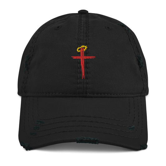 DISTRESSED CROSS HAT (Red)