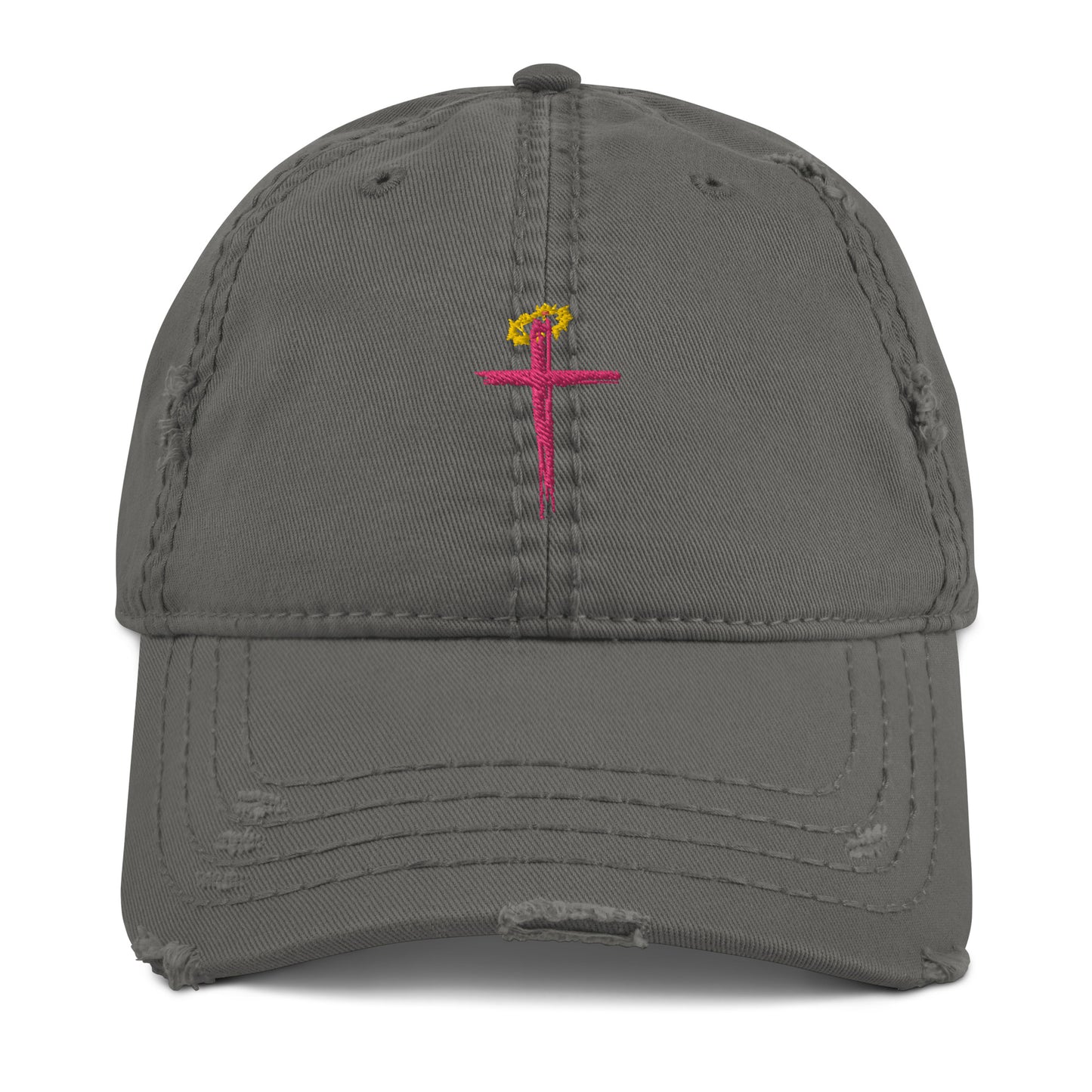 DISTRESSED CROSS HAT (Pink)