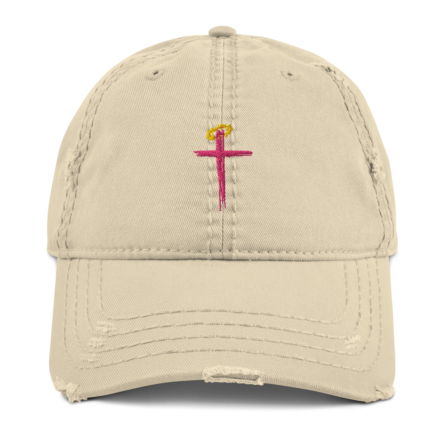 DISTRESSED CROSS HAT (Pink)