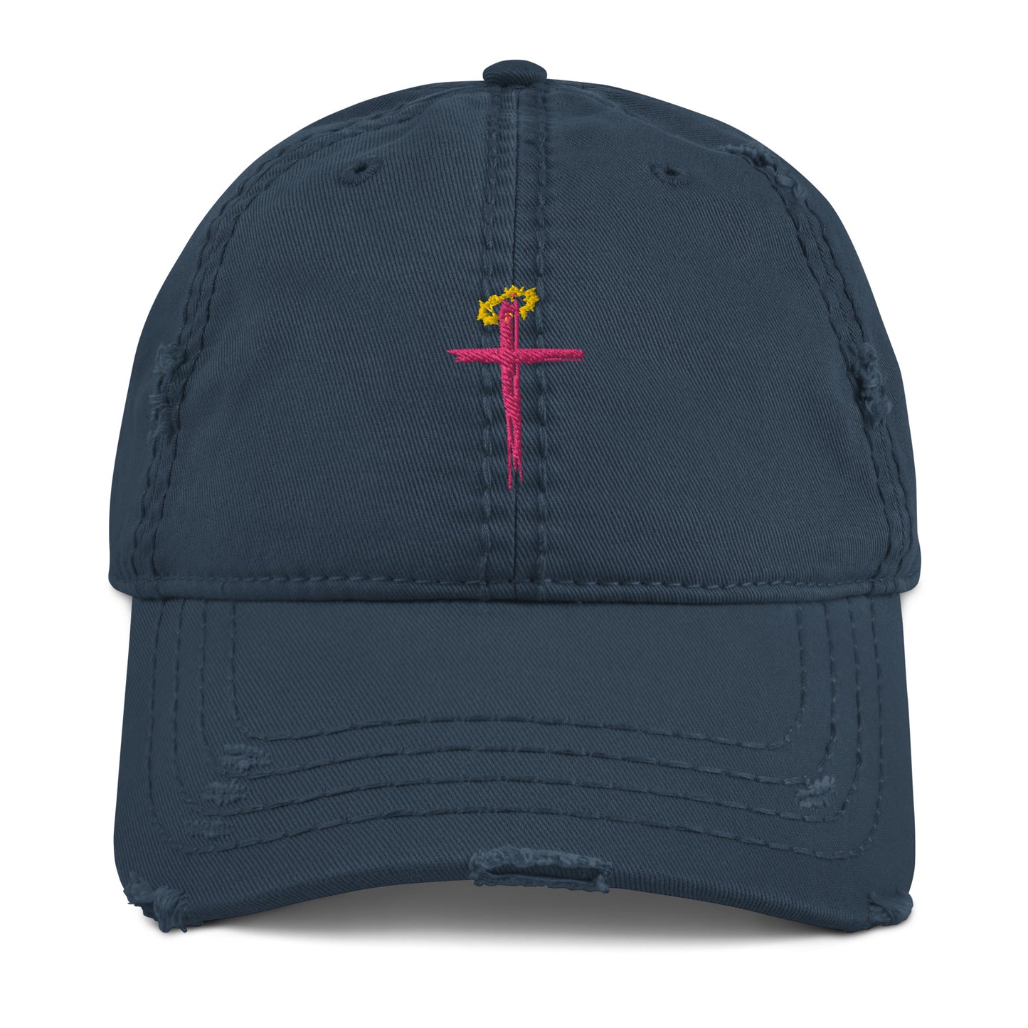 DISTRESSED CROSS HAT (Pink)