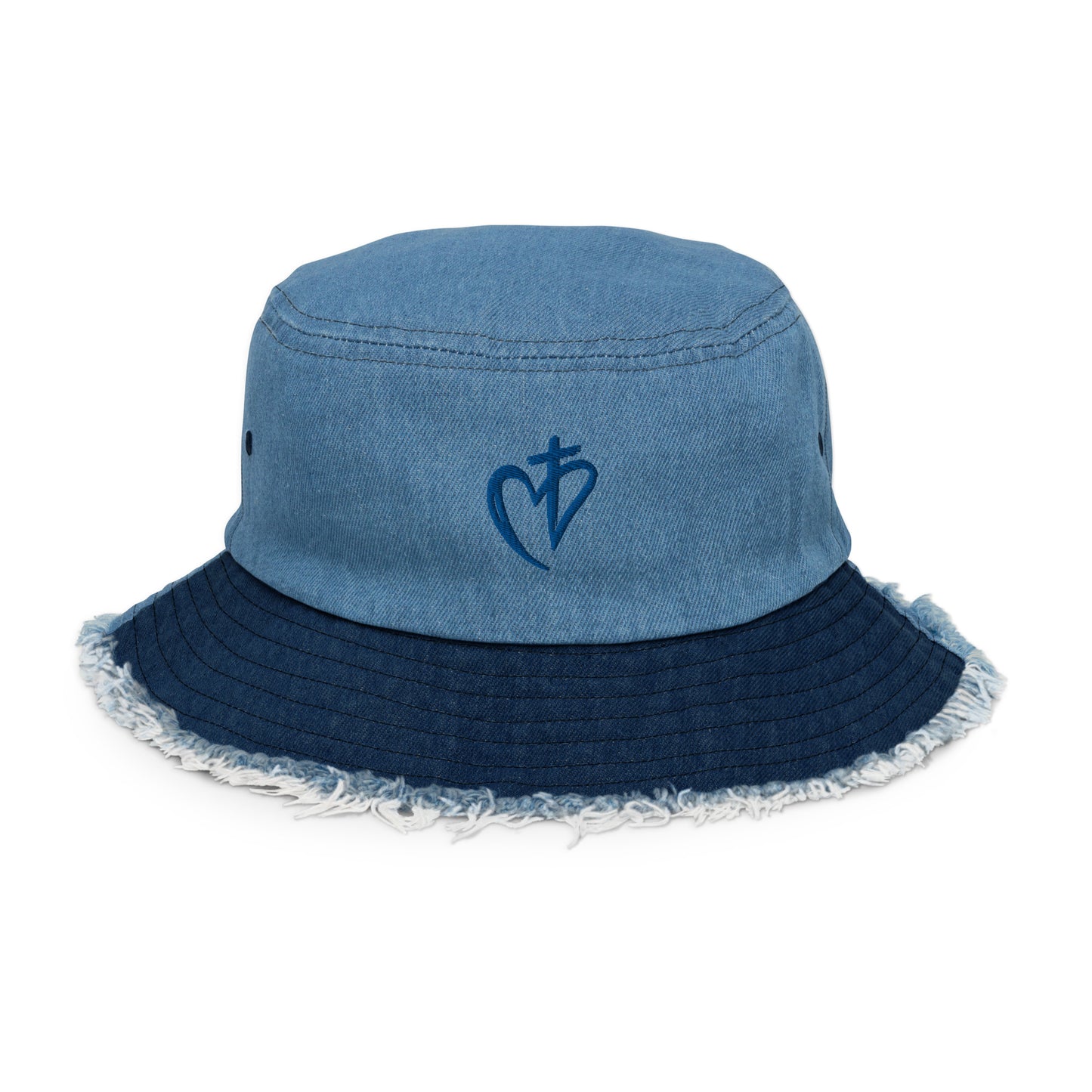 DENIM HEART OF CHRIST BUCKET HAT