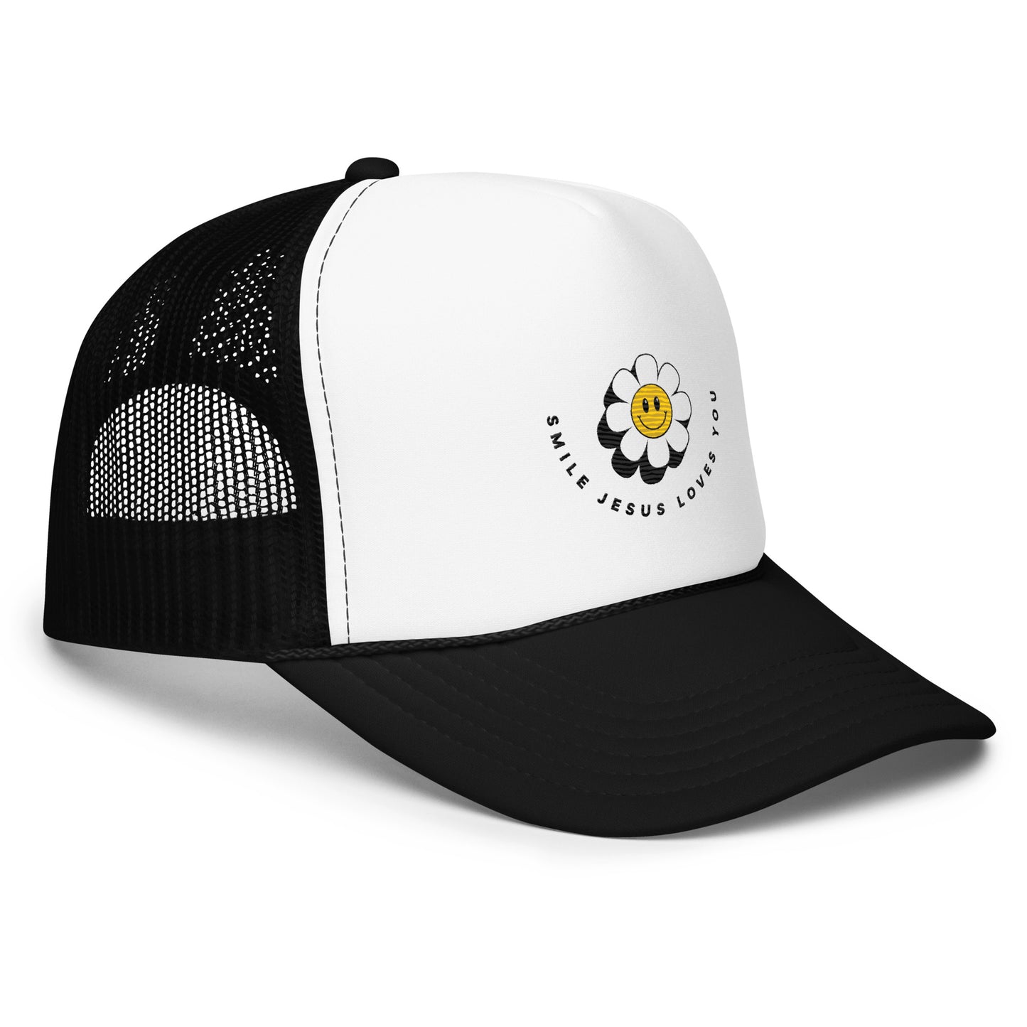 Foam Smile Jesus Loves You Trucker Hat